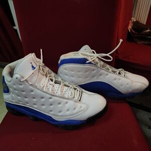 Jordan White and Blue High-Top Sneakers